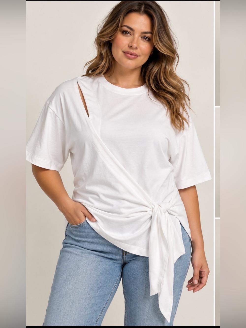Jonathan Simkhai White Knot Side Short Sleeve Tee